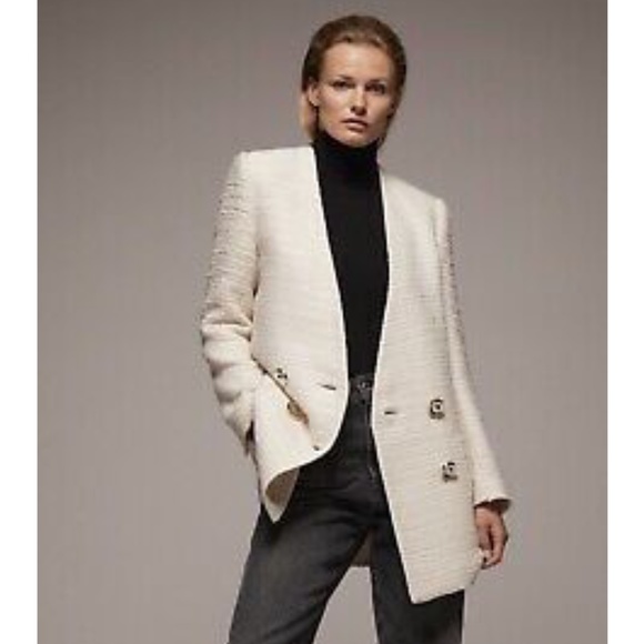 Zara Double Breasted Textured Weave Jacket NWT - Picture 5 of 16